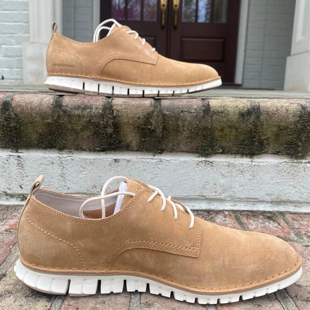 Cole Haan Zerogrand Stitchout Oxford shoes beige ivory suede 11M